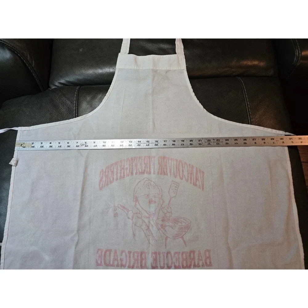 Vancouver Firefighters Barbecue Brigade Apron OS White Red Excellent Graphic BBQ